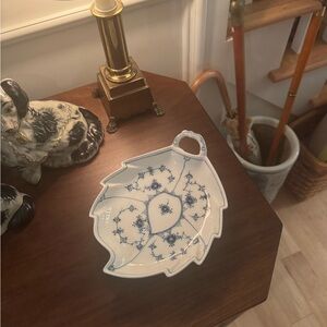 Royal Copenhagen Blue and White Leaf-Shaped Dish